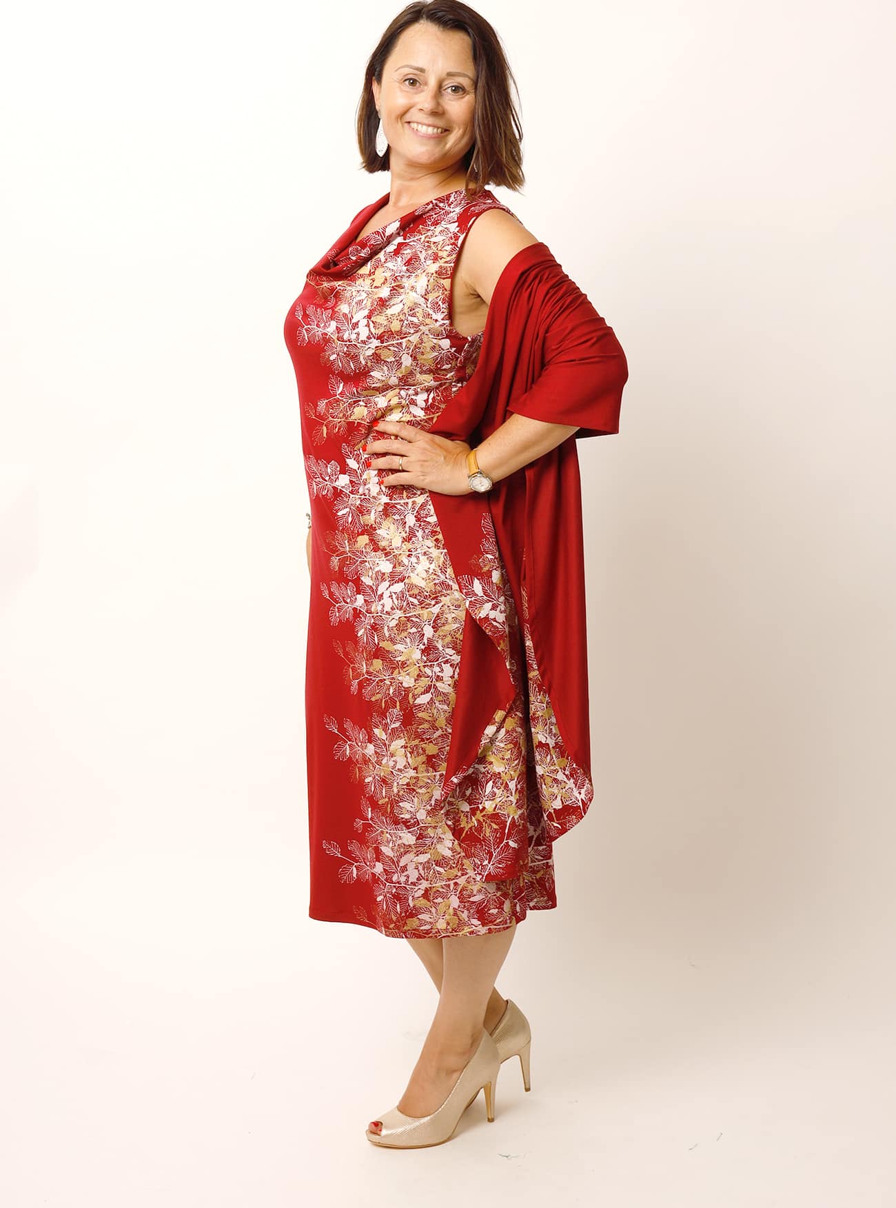 Wasserfallkleid Buchenzauber in Rot – Bild 6