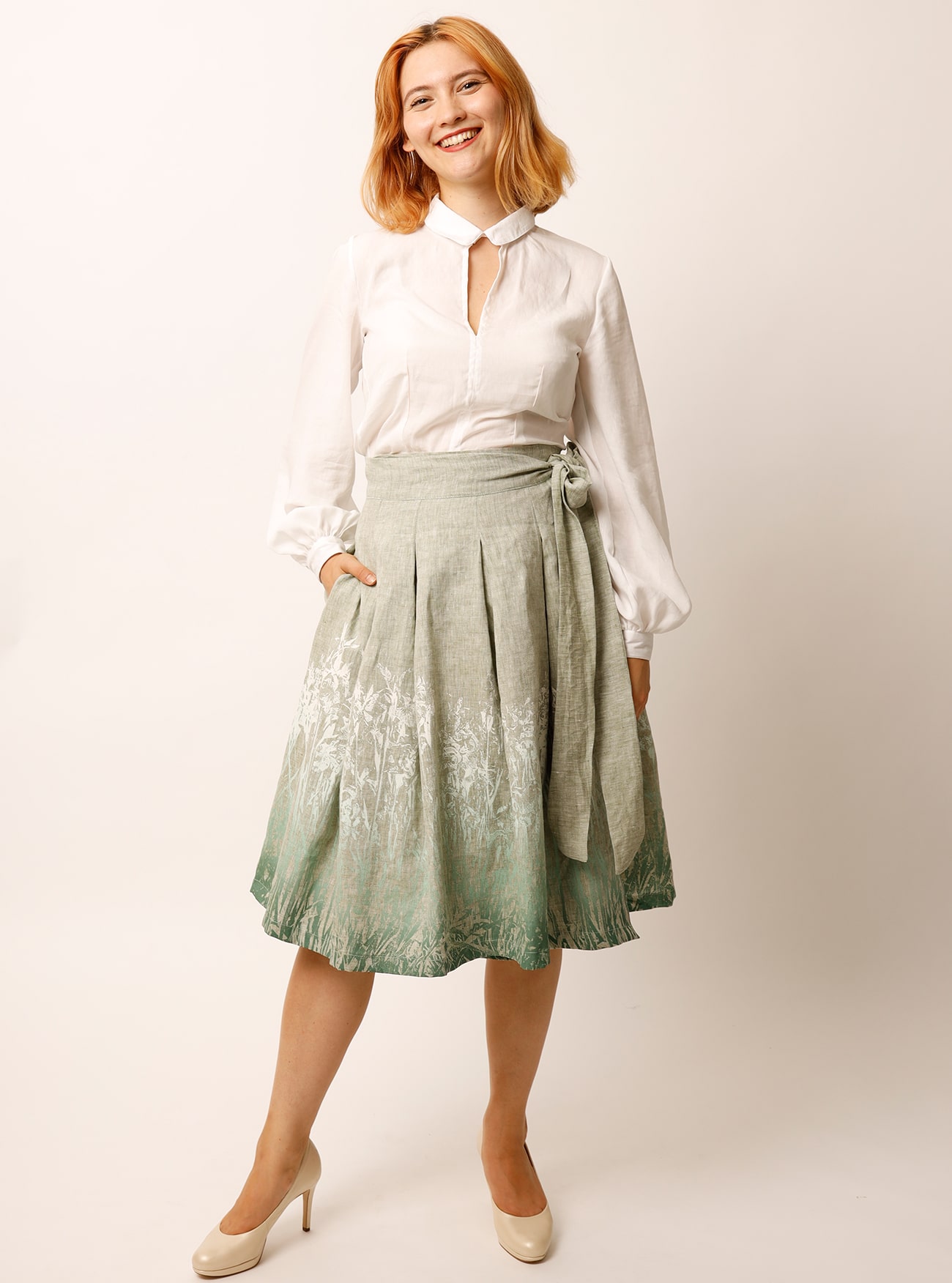 Kellerfaltenrock Mystic Iris aus Bioleinen – Bild 3