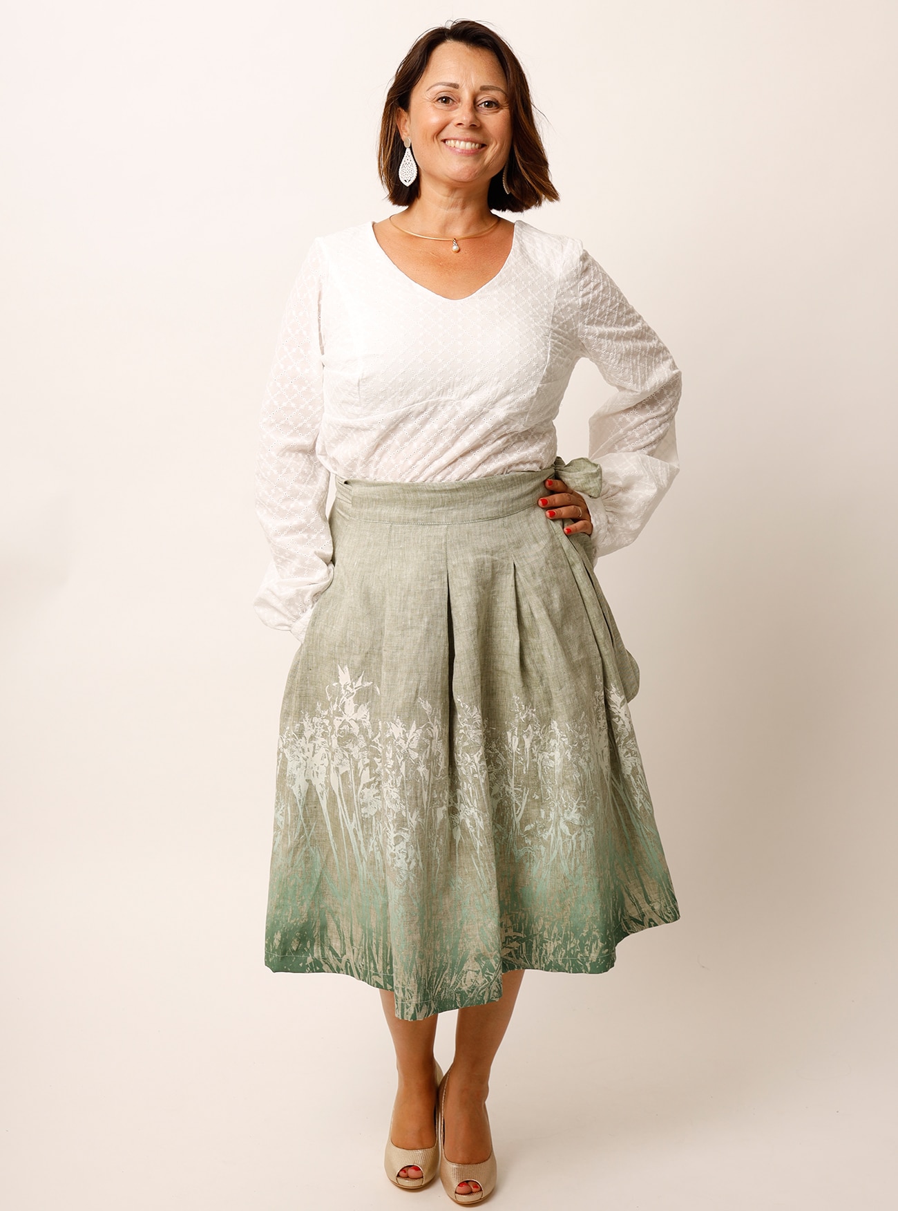 Kellerfaltenrock Mystic Iris aus Bioleinen