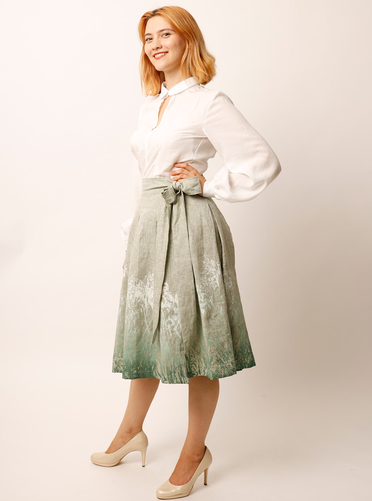 Kellerfaltenrock Mystic Iris aus Bioleinen – Bild 7