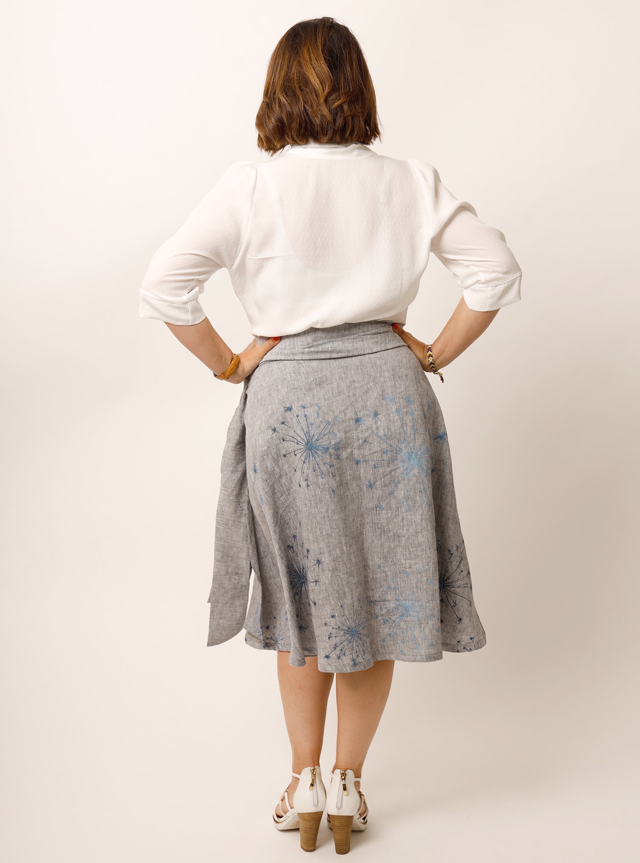 Wickel-Tellerrock aus Bioleinen in Dunkelblau – Bild 2