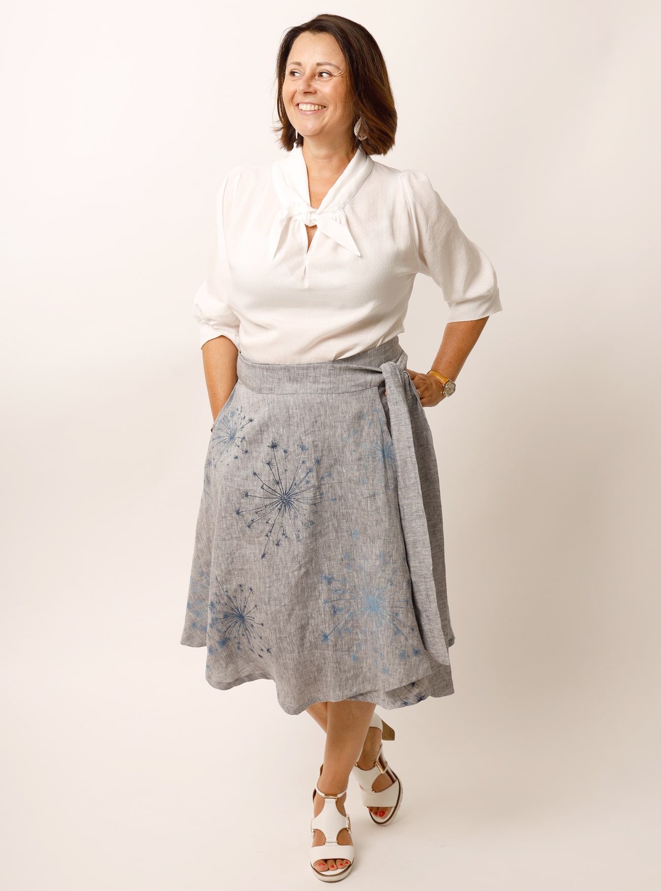 Wickel-Tellerrock aus Bioleinen in Dunkelblau – Bild 6