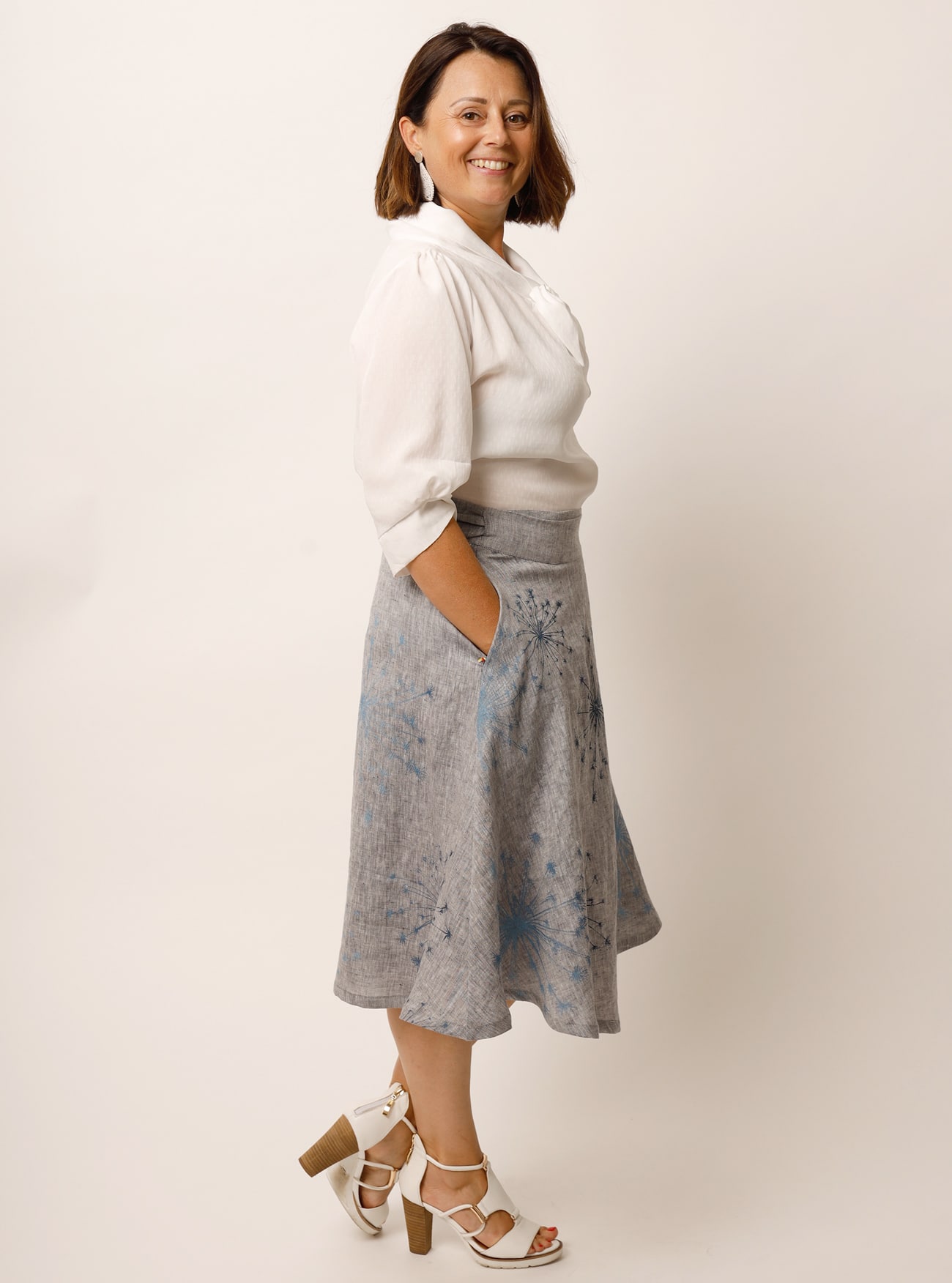 Wickel-Tellerrock aus Bioleinen in Dunkelblau – Bild 5