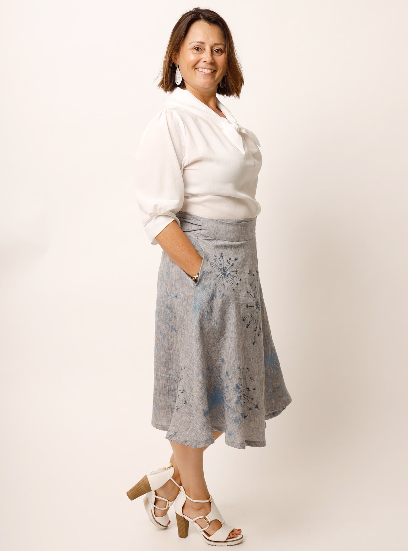 Wickel-Tellerrock aus Bioleinen in Dunkelblau – Bild 4