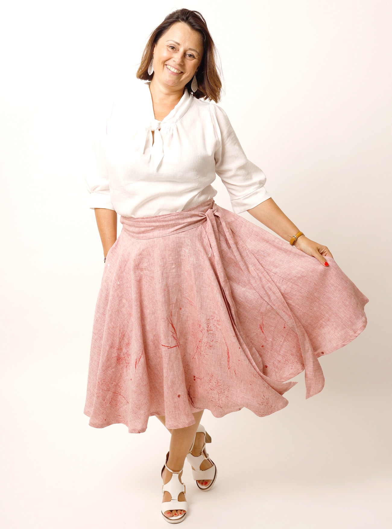 Wickel-Tellerrock Gräsertraum aus Bioleinen – Bild 3