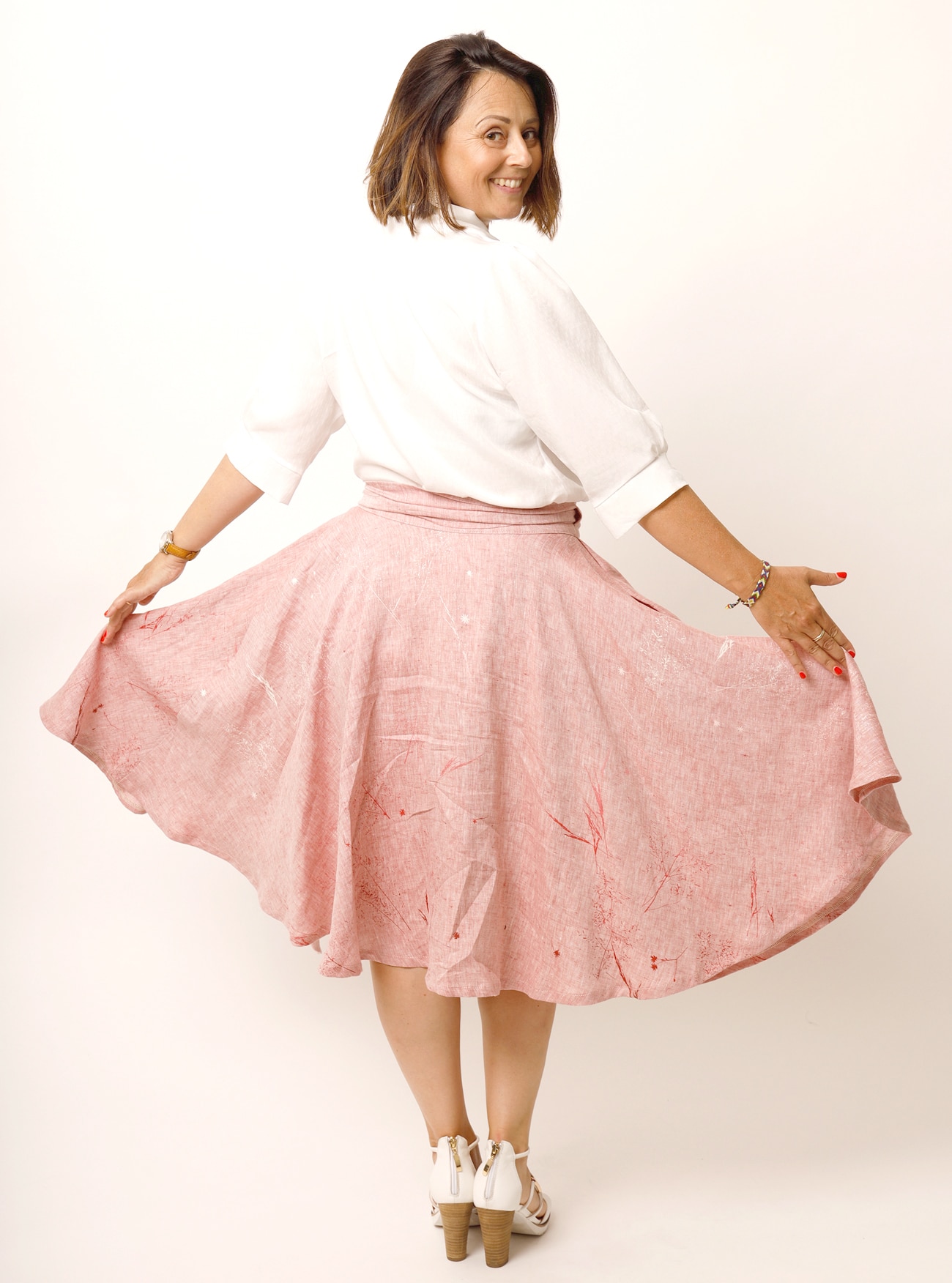 Wickel-Tellerrock Gräsertraum aus Bioleinen – Bild 4