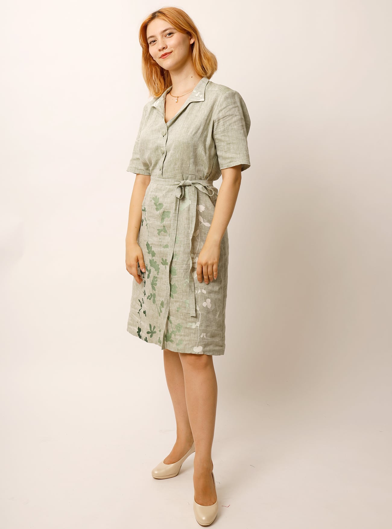 Hemdblusenkleid Blätterranken – Bild 4