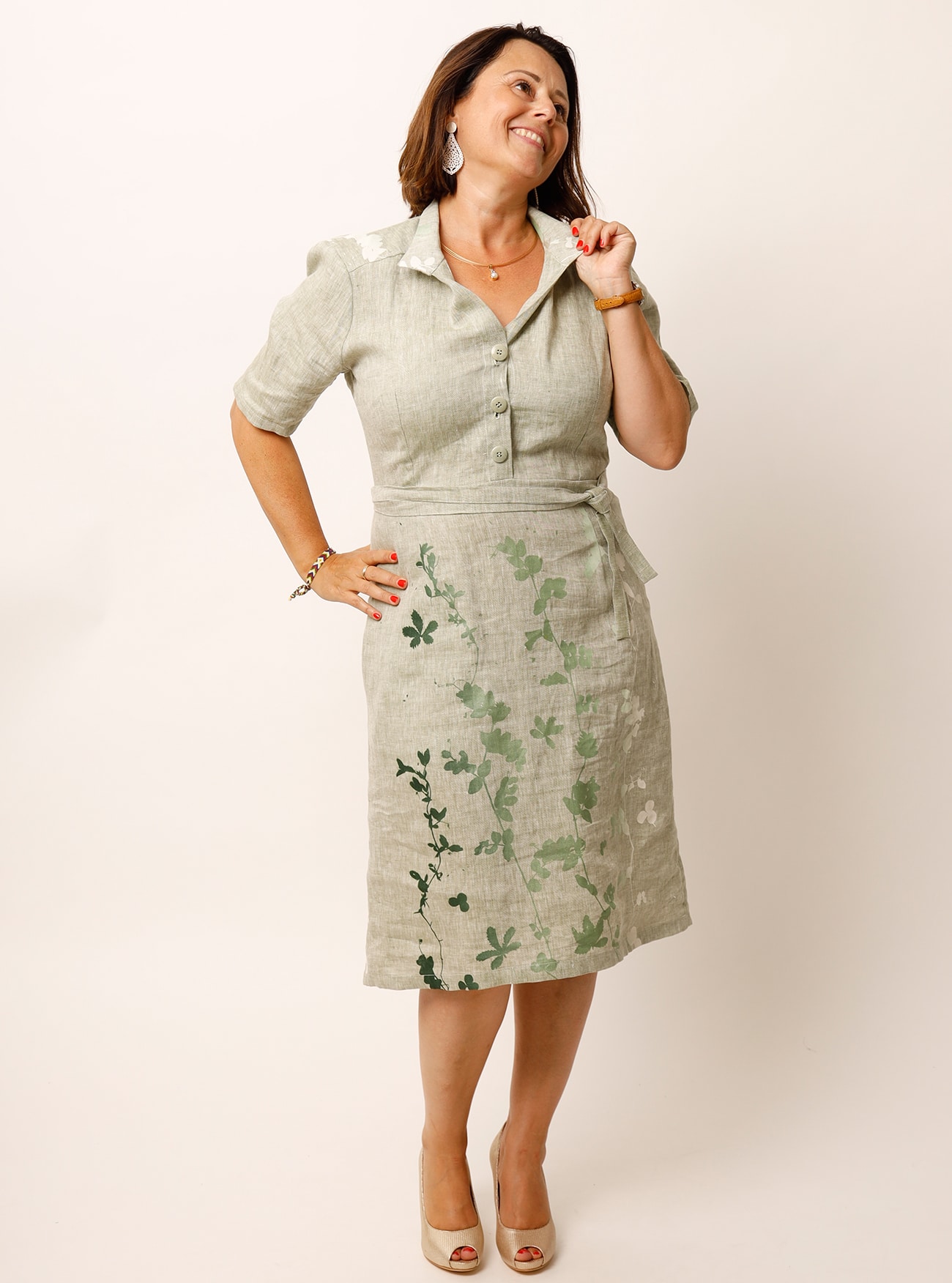 Hemdblusenkleid Blätterranken – Bild 3