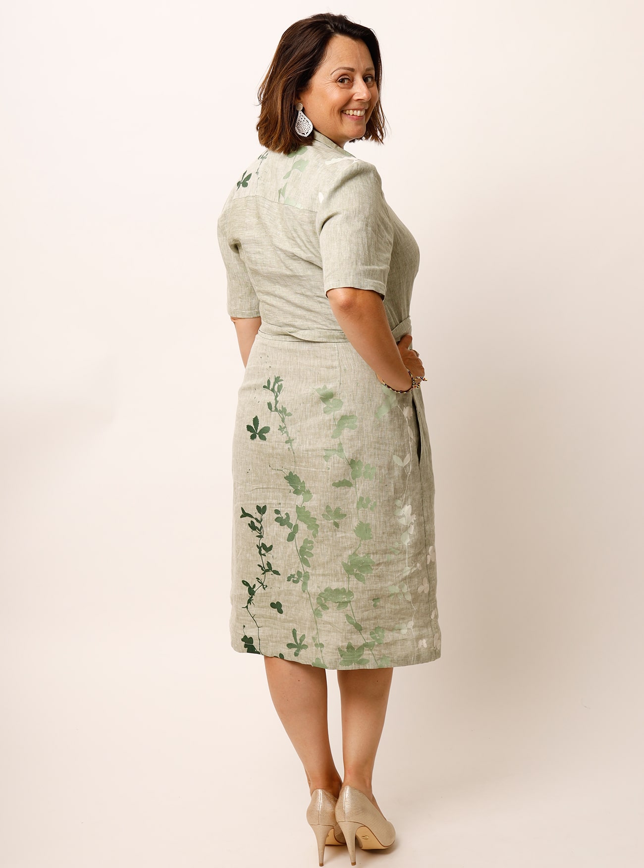 Hemdblusenkleid Blätterranken – Bild 5