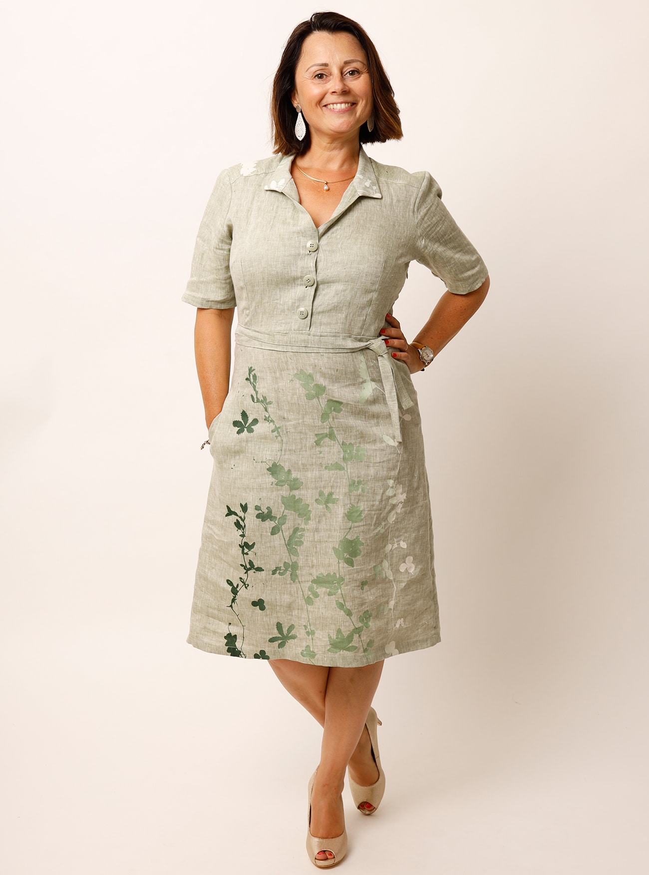 Hemdblusenkleid Blätterranken