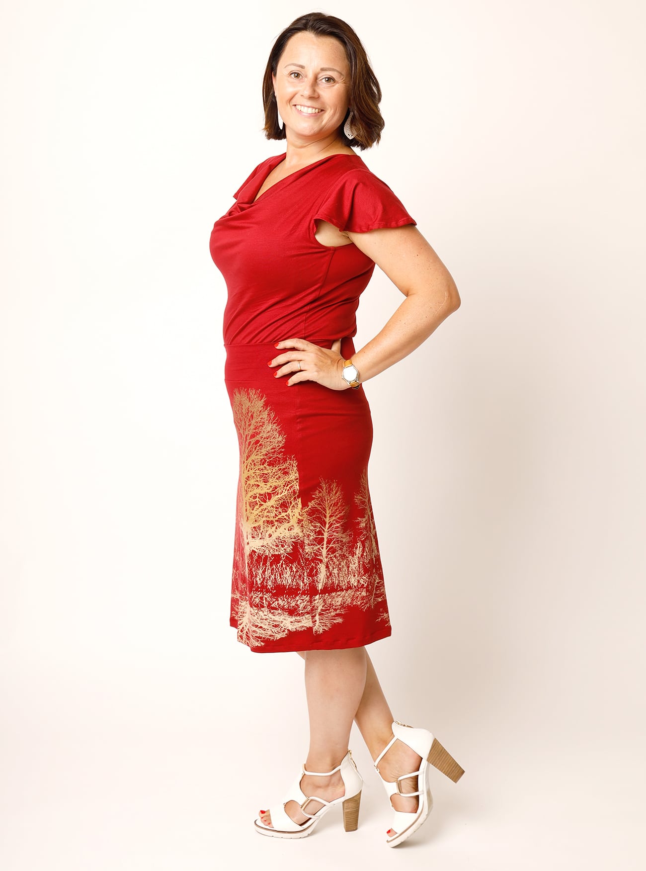 Wende-Bleistiftrock Baumgeschwister in Rot – Bild 5