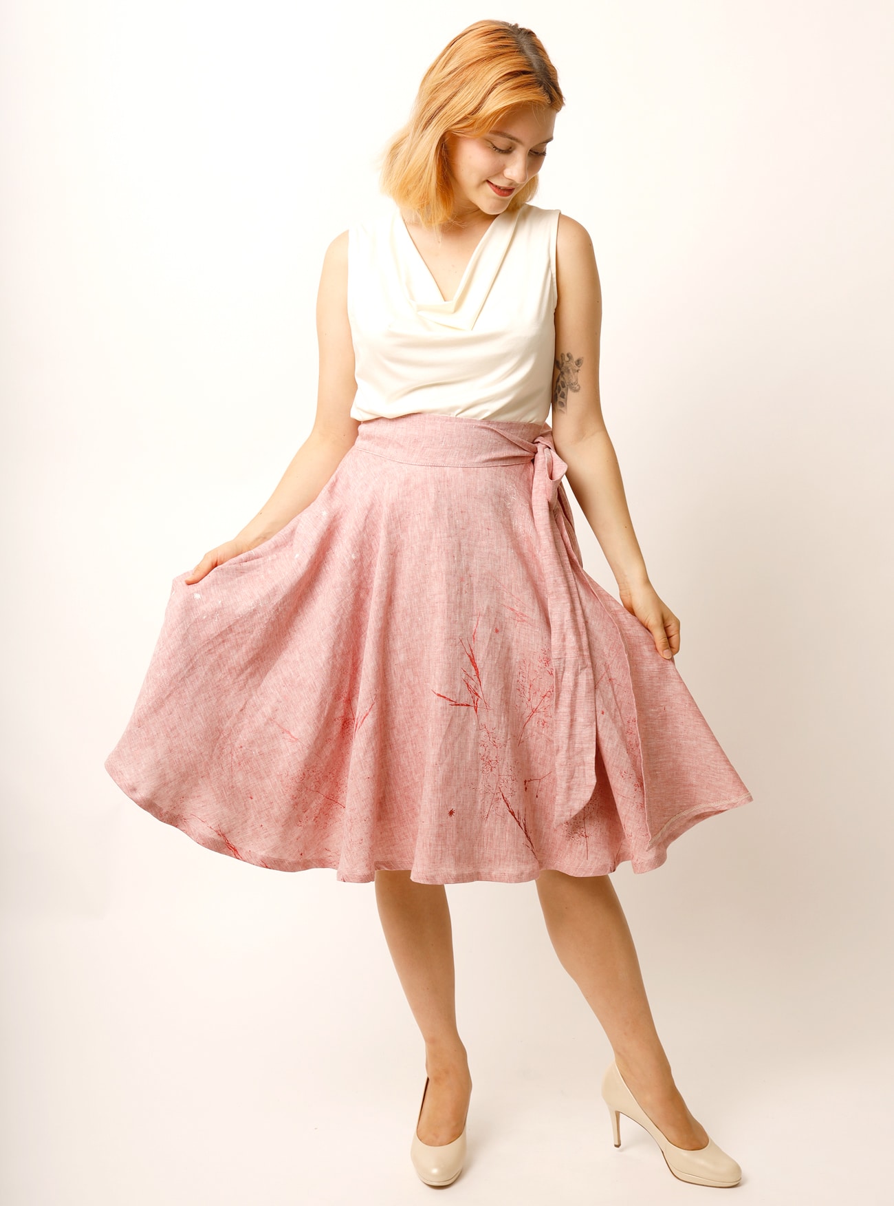 Wickel-Tellerrock Gräsertraum aus Bioleinen – Bild 5