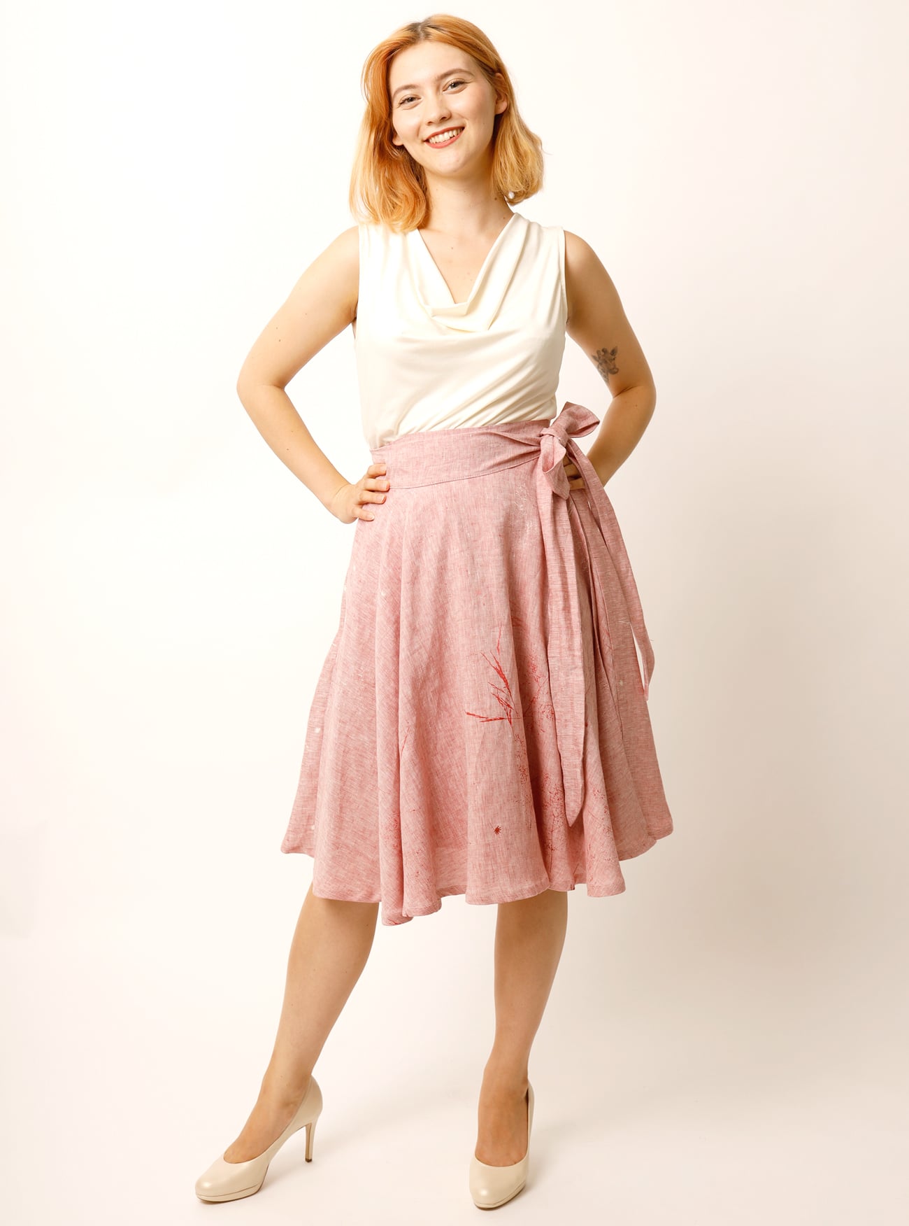 Wickel-Tellerrock Gräsertraum aus Bioleinen – Bild 7