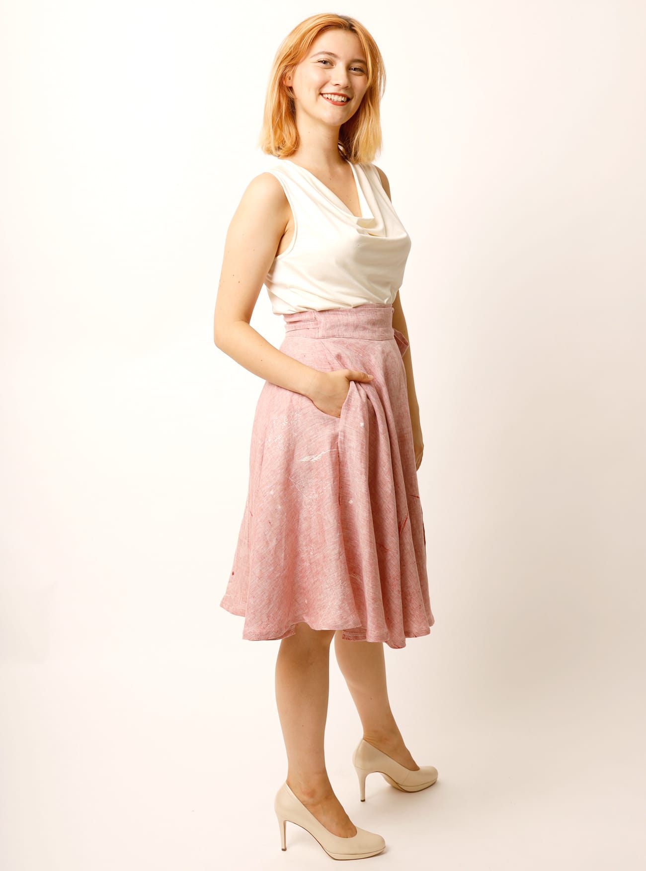 Wickel-Tellerrock Gräsertraum aus Bioleinen – Bild 2