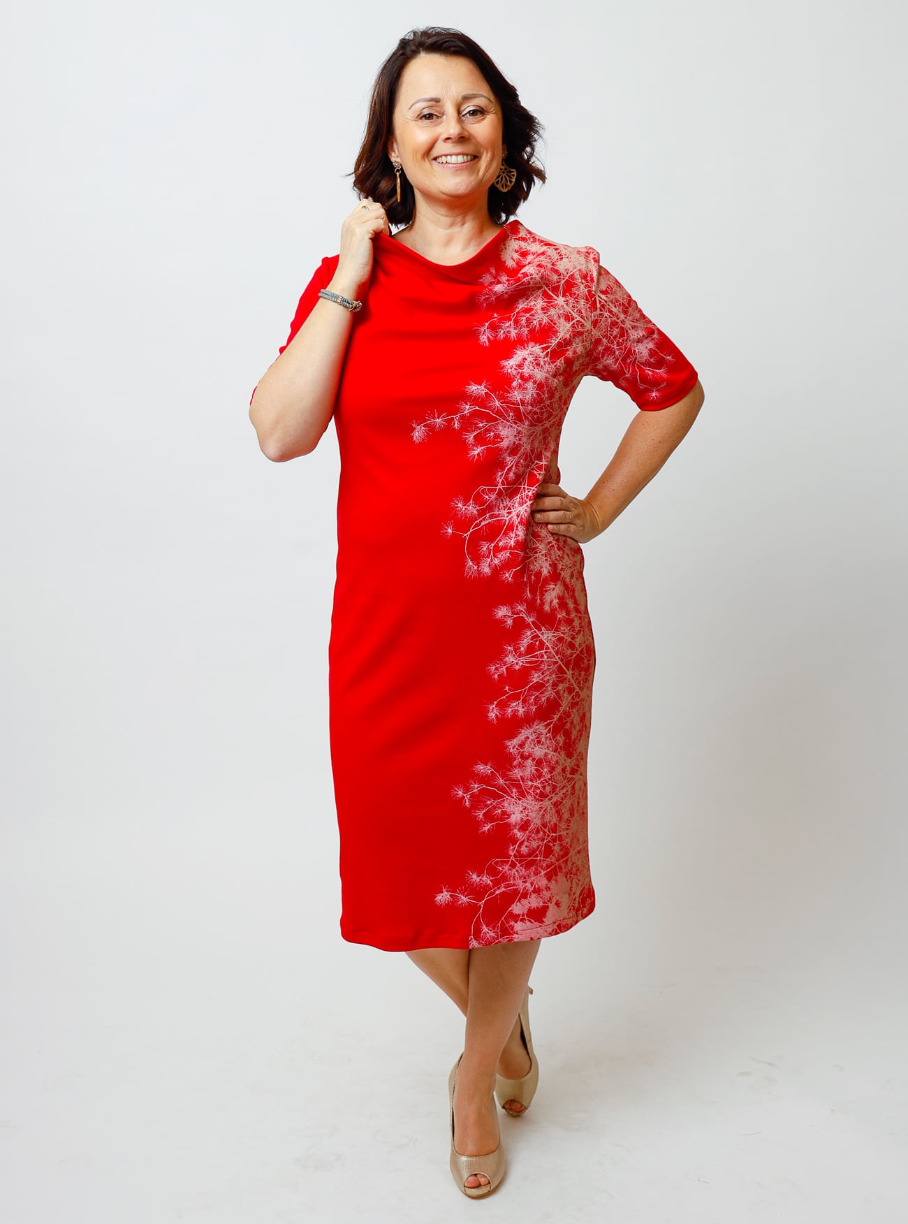 Wasserfallkleid Föhrenzauber Rot