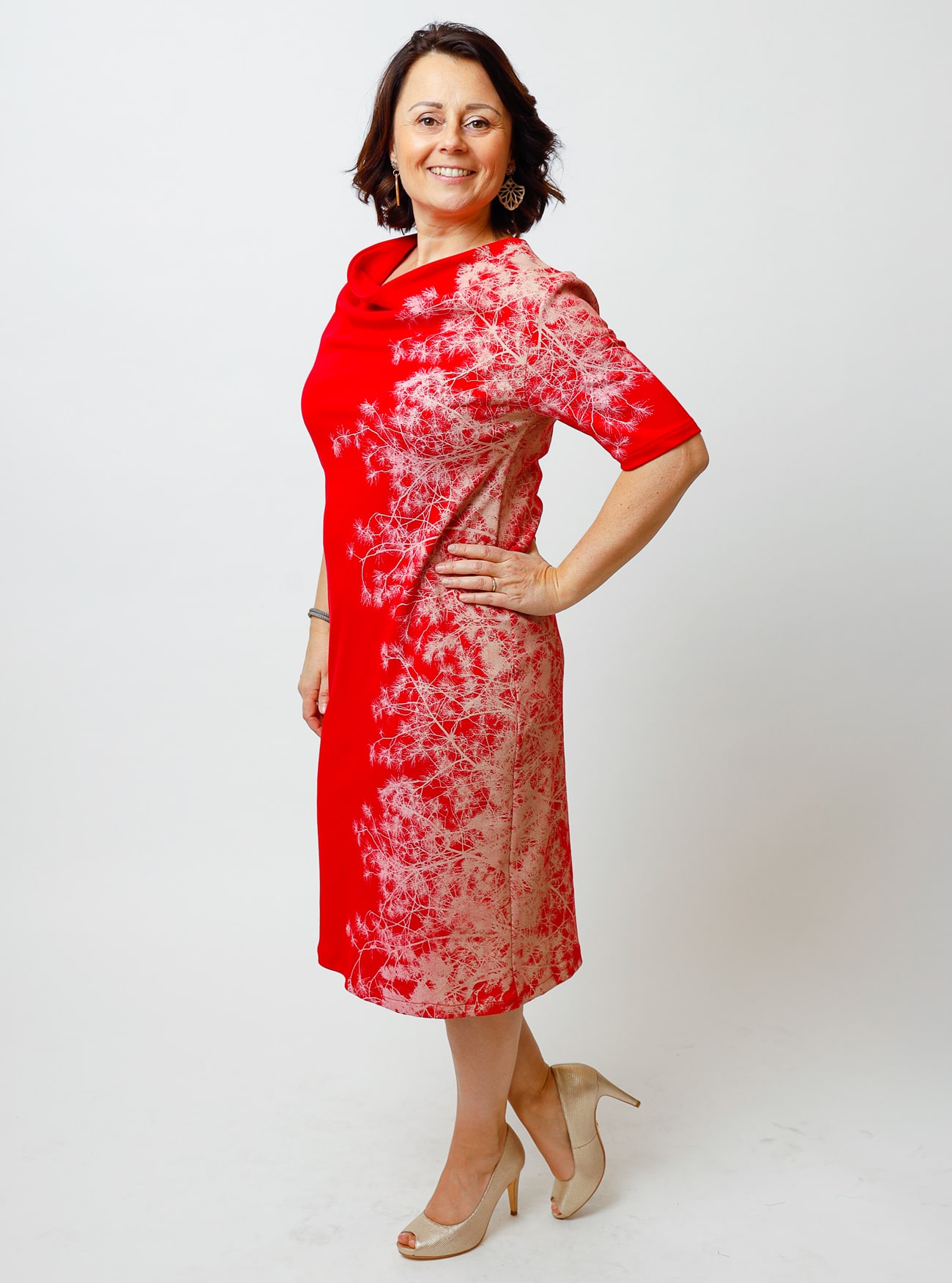 Wasserfallkleid Föhrenzauber Rot – Bild 3