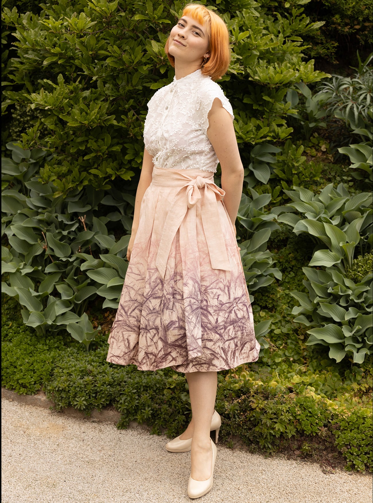 Wickelrock mit Kellerfalten aus Bio-Leinen - das Gold der Erde Druck - – Bild 5