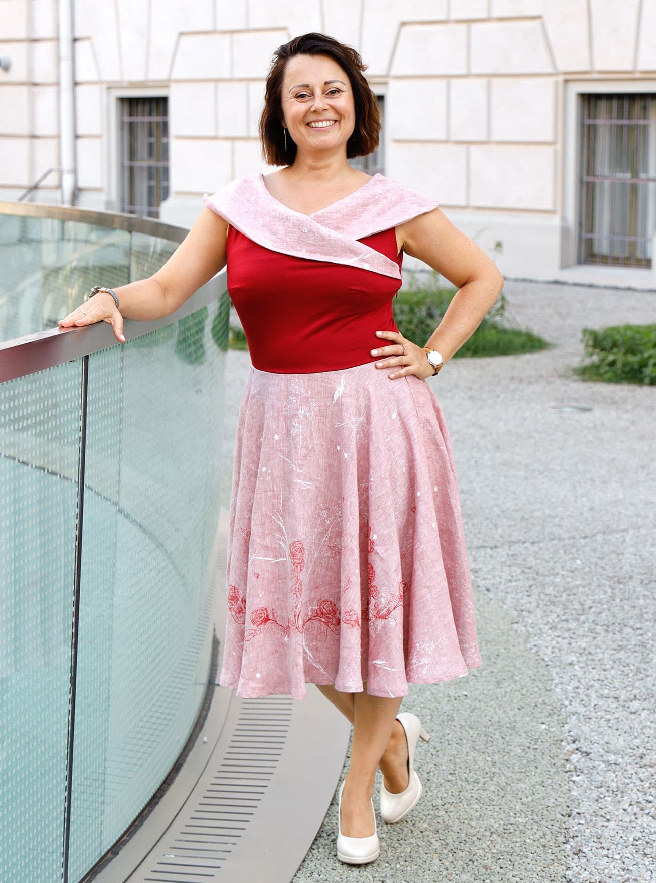 Portraitkragenkleid "Rosentraum" – Bild 2