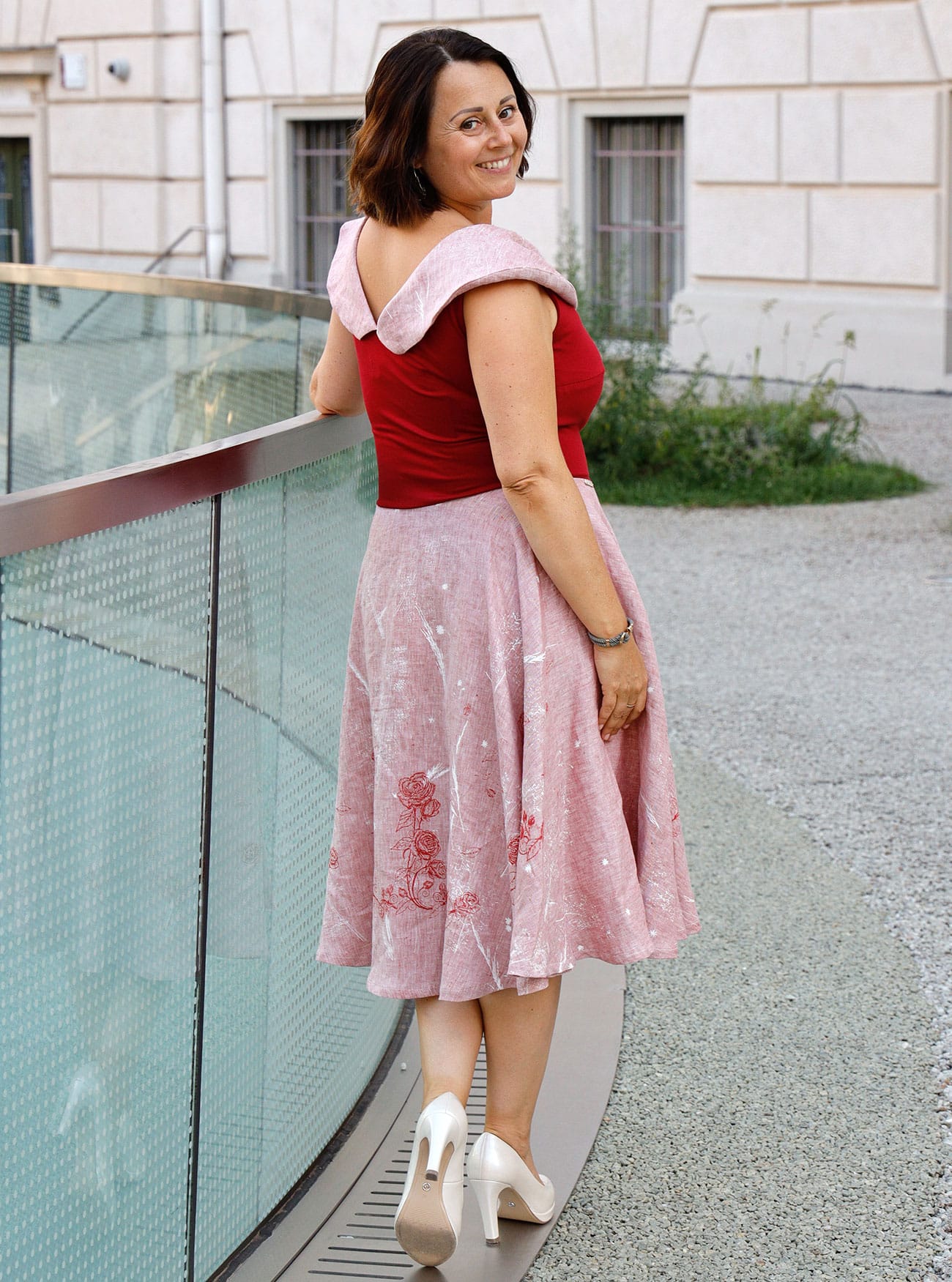 Portraitkragenkleid "Rosentraum" – Bild 4