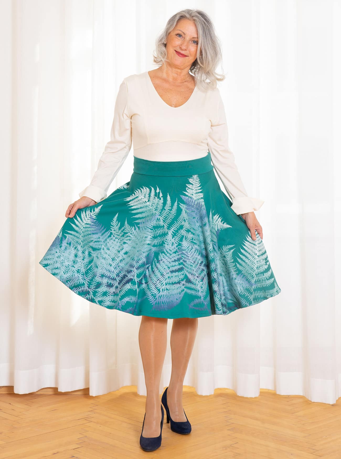 Bio-Baumwoll-Tellerrock Farnzauber