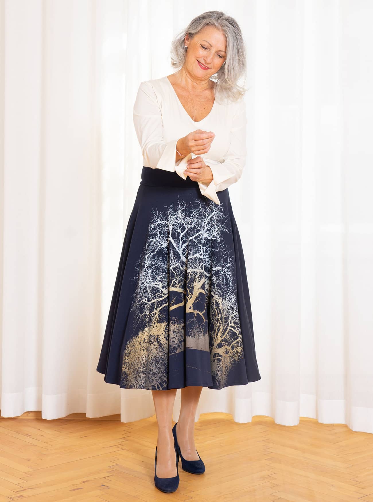 Bio-Tellerrock "Zauberlandschaft" in Dunkelblau – Bild 8