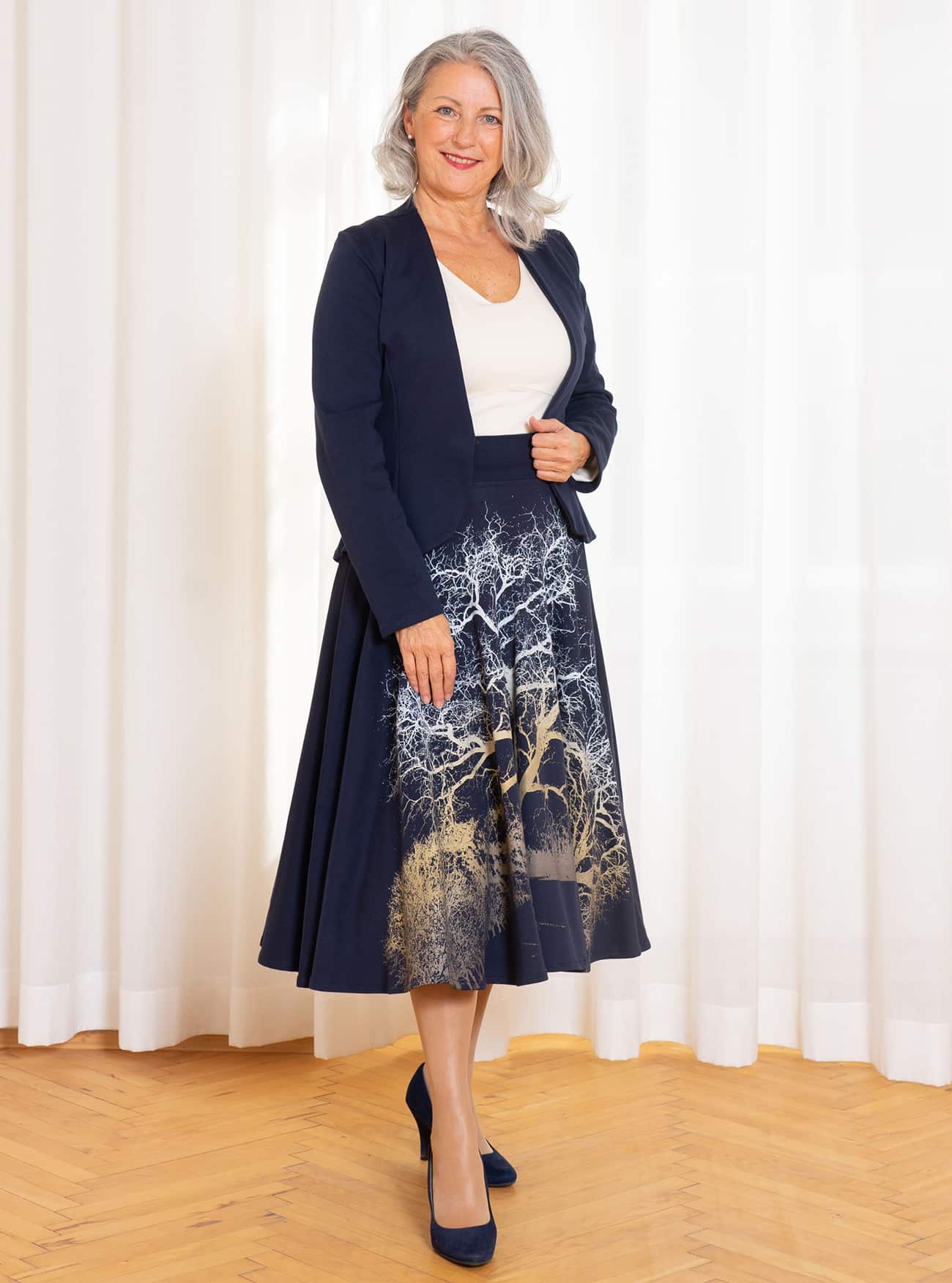 Bio-Tellerrock "Zauberlandschaft" in Dunkelblau – Bild 7