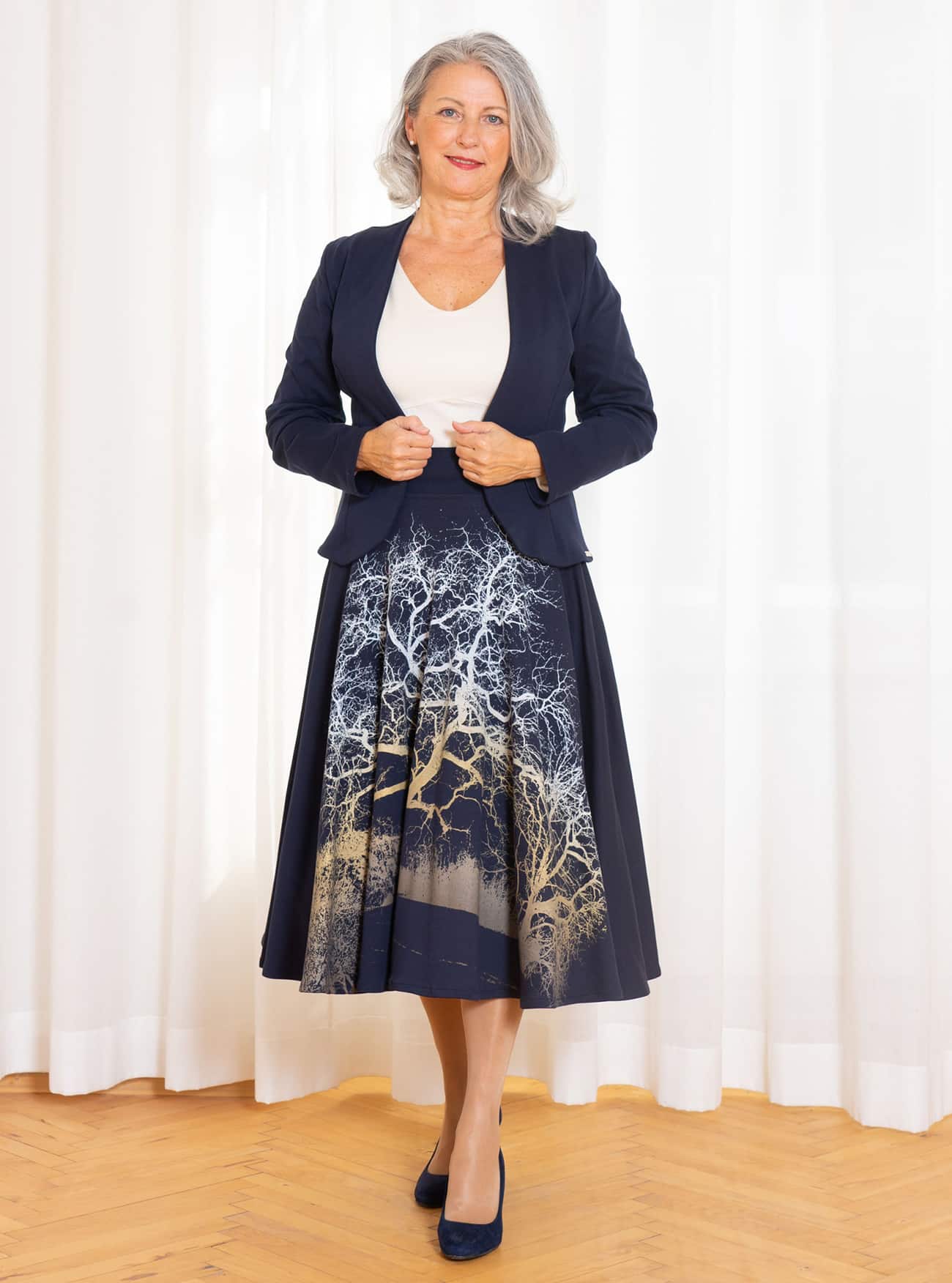 Bio-Tellerrock "Zauberlandschaft" in Dunkelblau – Bild 5