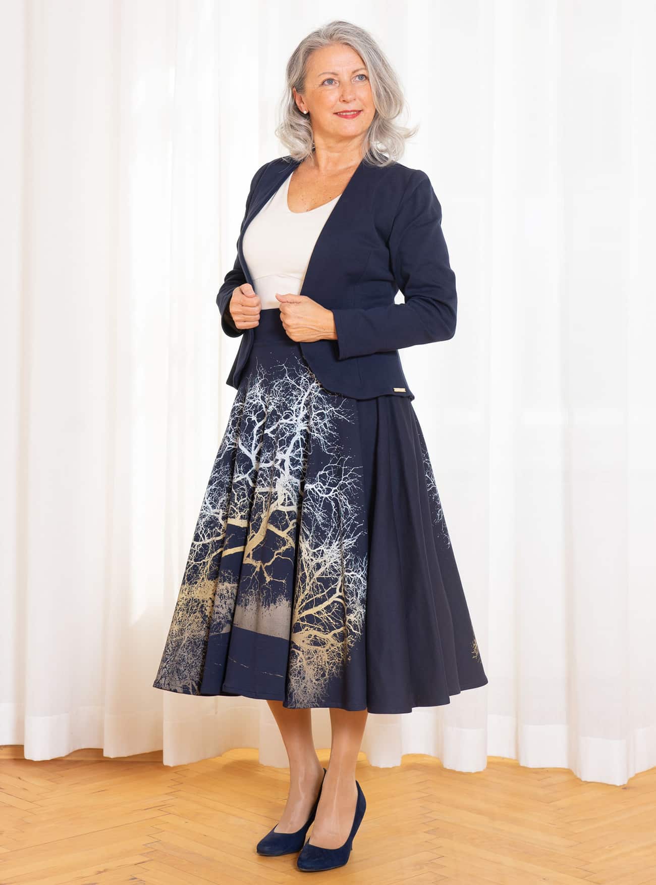 Bio-Tellerrock "Zauberlandschaft" in Dunkelblau – Bild 4