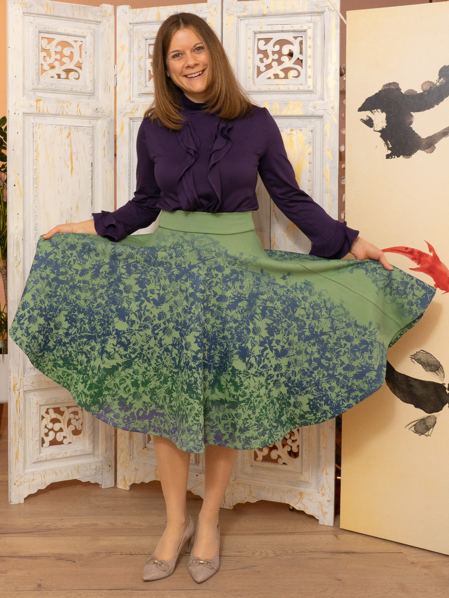 Bio Tellerrock mit wunderschönem Siebdruck von Susanne Huber Peaces Bio