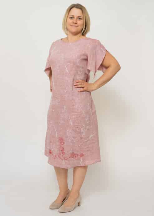 Bioleinenkleid aus Österreich mit Rosendruck von Peaces Biomode