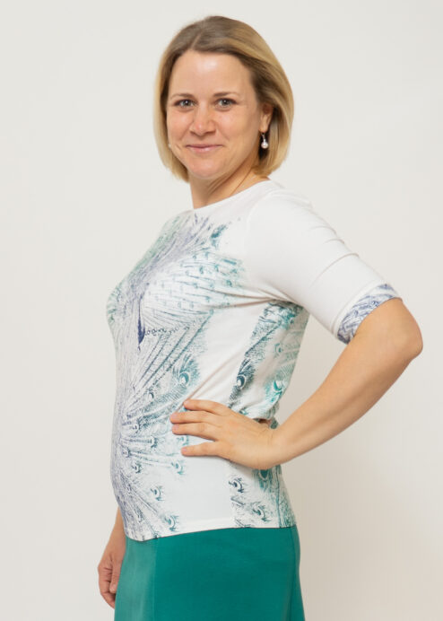 Tencelshirt mit Pfauenaufdruck aus Österreich Peaces Biomode